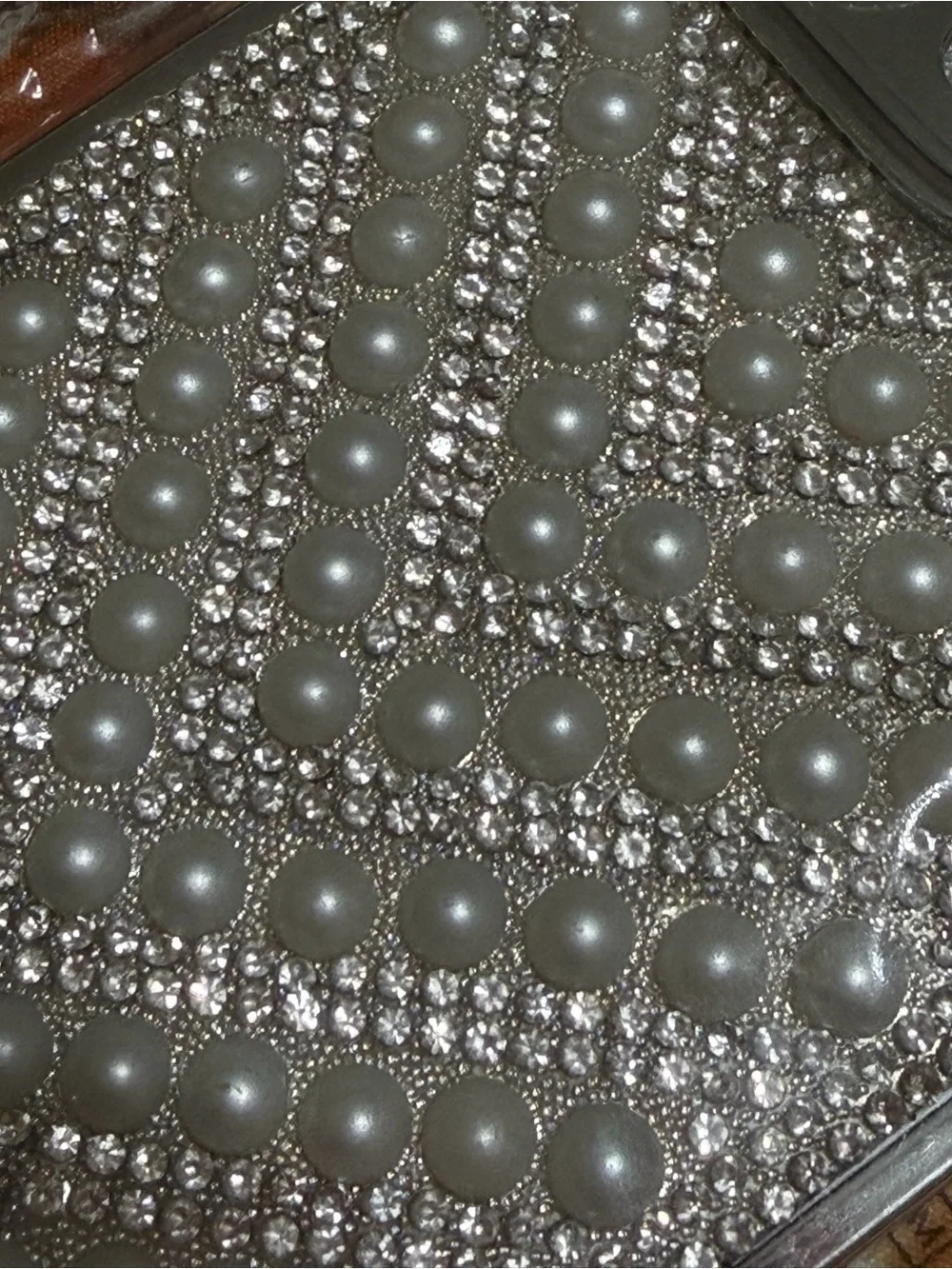 NWT Apple iPhone 14 Pro Max Pearl Rhinestone Bling Protective Case Silver